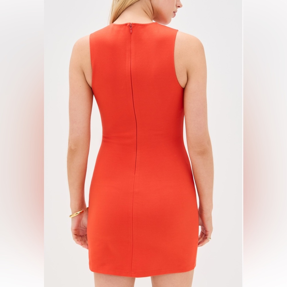 STAUD Mercer Dress in Cayenne (bright, deep orange) XS